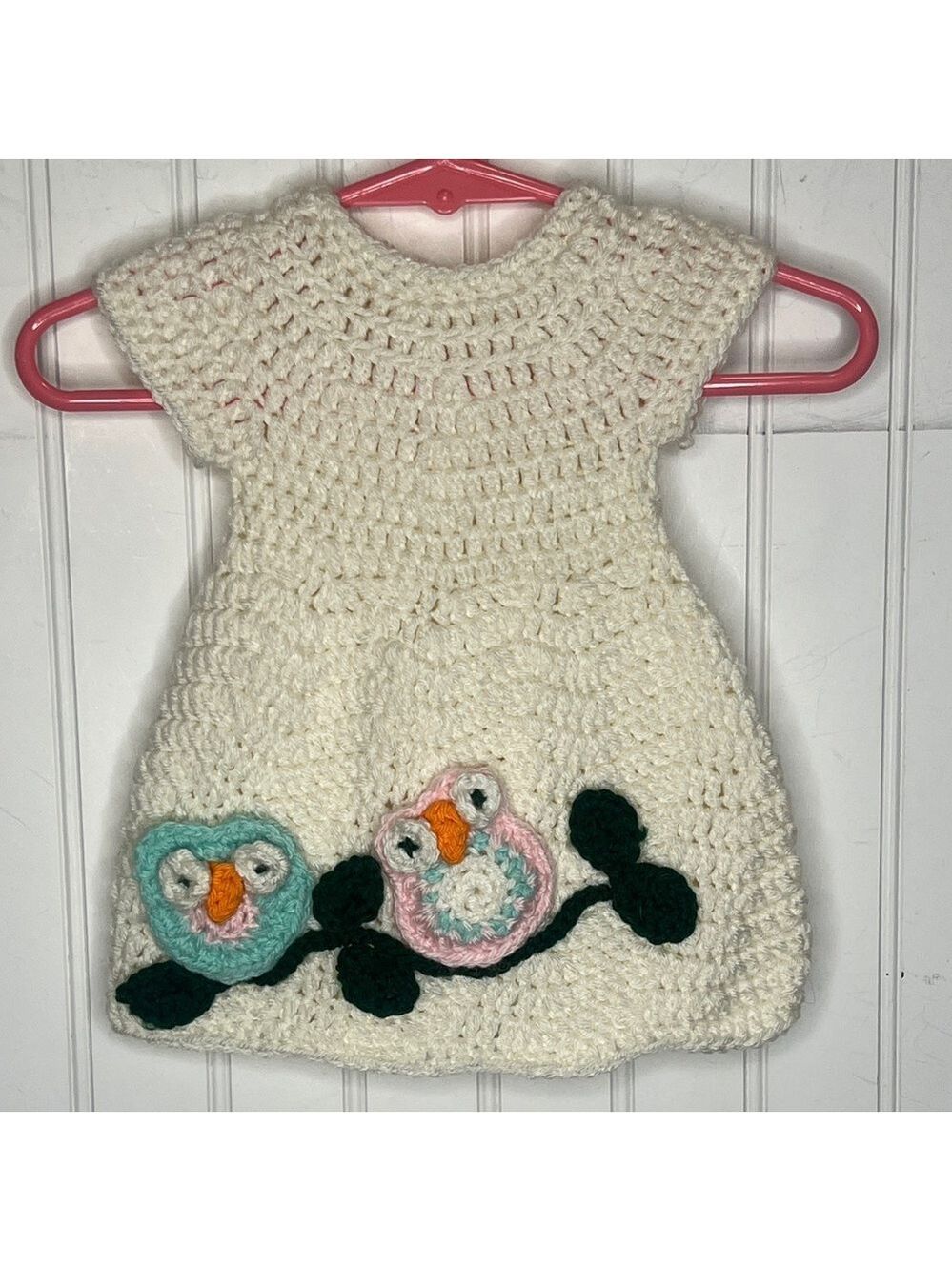 Crochet Chevron Baby Dress with Owl Design